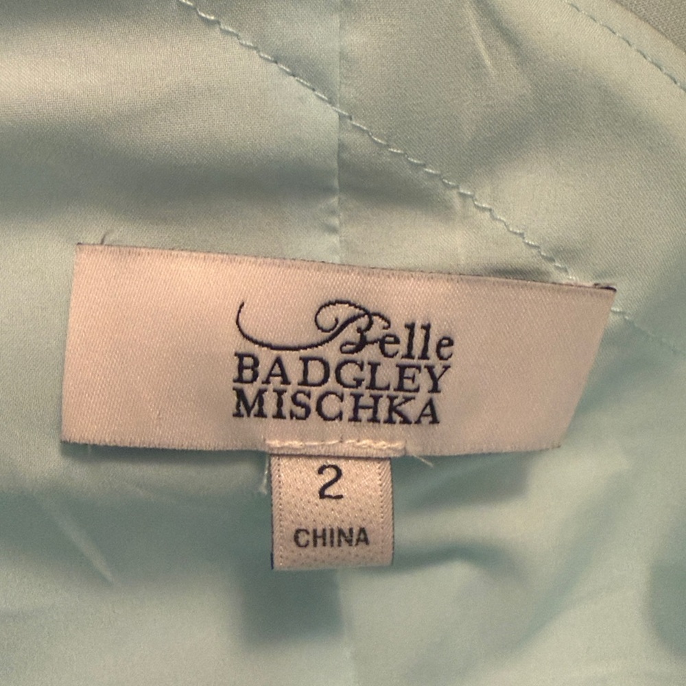 Badgley Mischka One-Shoulder Ruffle Cocktail Dress in Pale Blue - Worn Once - Picture 5 of 5